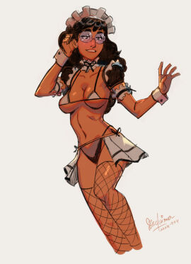 1girls bikini bra breasts cartoon_network cleavage connie_maheswaran dark-skinned_female dark_skin disclaimer female female_human female_only fishnet_legwear fishnet_stockings fishnets glasses human human_female indian indian_female long_hair maid maid_headdress maid_uniform miniskirt panties revealing_clothes skimpy skimpy_clothes skirt solo solo_female solo_focus steven_universe tagme teenager thong white_background