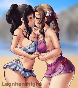 2024 2d 2d_(artwork) 2girls aerith_gainsborough aerith_gainsborough_(pink_mermaid) ass beach big_ass big_breasts big_butt big_thighs black_hair breast_to_breast breasts brown_hair bubble_ass bubble_butt color female final_fantasy final_fantasy_vii final_fantasy_vii_remake huge_ass huge_breasts huge_butt huge_thighs kiss kissing large_ass large_thighs leonart long_hair making_out pony_tail ponytail sand shiny_ass shiny_breasts shiny_butt shiny_hair shiny_skin side_ass swimsuit thick_ass thick_thighs thighs tifa_lockhart tifa_lockhart_(shining_spirit) water yuri