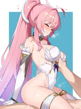 1boy absurdres adapted_costume aemeath_(wuthering_waves) ahoge armpit_crease bare_shoulders blue_background blush border breasts breath clenched_teeth closed_eyes clothed_female_nude_male clothed_sex commentary covered_navel cowgirl_position elbow_gloves english_commentary female female_ejaculation female_orgasm from_side glitch gloves grabbing_another's_breast gradient_hair groping hair_intakes heart highres large_breasts leotard long_hair multicolored_hair nabiyan nude orgasm paid_reward_available pink_hair ponytail purple_hair sex sidelocks stomach_bulge straddling straight teeth thighs very_long_hair white_border white_gloves white_leotard wuthering_waves