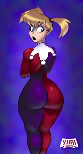 ass big_ass bubble_ass bubble_butt dc dc_comics female harley_quinn harley_quinn_(classic) huge_ass solo thick_thighs twintails wide_hips yurisylentra