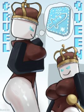 1girls 2d 2d_(artwork) 2d_artwork ass block_tales blocky_body breasts buazzo character_name cruel_king_(block_tales) female grin no_sex roblox roblox_game robloxian rule_63 sole_female solo tagme thighs