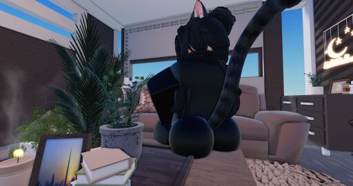 1girls 3d ass bedroom big_ass female neko neko_ears neko_rr34 neko_tail phat_ass roblox roblox_studio robloxian sisters sitting tagme