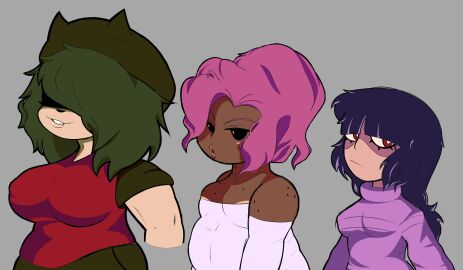 annie_(atsuover) b3_gf_(blazethewolf55) breasts chubby_female dress female fluffy_hair friday_night_funkin friday_night_funkin_mod girlfriend_(friday_night_funkin) hair_over_one_eye huge_breasts massive_breast muscles needlemouse_(series) pink_hair sarah_henderson_(needlemouse) shaya_dearest sonic.exe_(series) trans_woman transfem