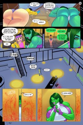 2d 2d_(artwork) 2girls ass big_ass big_breasts bimbo_lips breasts busty comic comic_page digital_media_(artwork) english_text eyewear_on_head female female_only giant_breasts green-skinned_female green_body green_eyes green_hair green_skin hero heroine hourglass_figure huge_ass huge_breasts hulk_(series) jubilation_lee jubilee large_ass makeup marvel marvel_comics meinfischer multiple_females multiple_girls muscles muscular muscular_female she-hulk speech_bubble superhero superheroine thick thick_hips thick_legs thick_thighs thighs voluptuous voluptuous_female waist wide_hips x-men