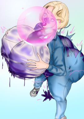 ass_expansion blowing_bubblegum blueberry_inflation blueberry_juice breast_expansion breast_growth breast_growth_(enlargement) breasts bubble bubble_gum charlie_and_the_chocolate_factory female huge_ass huge_breasts lactating_juice leaking_juice scarlett_beauregarde skin_turning_blue torn_clothes