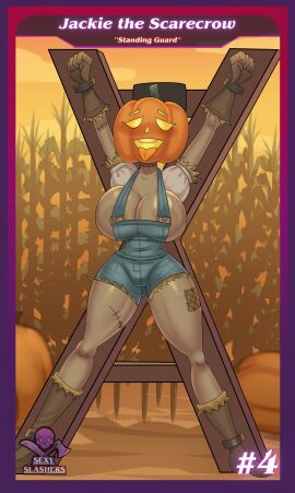 ahe_gao big_breasts clothed cross jackie_the_scarecrow public pumpkin_head rakunart sexy_slashers tagme