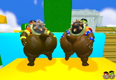 3d anthro ass big_ass big_butt bottomless bottomless_male brown_body clothed clothing digital_media_(artwork) duo hand_on_ass hand_on_butt hi_res kane_brent_koopa kane_brent_koopa_(character) kaze_brent_koopa koopa looking_at_viewer male mario_(series) mario_bros metal_bracelet nintendo overweight partially_clothed rear_view reptile scalie slightly_chubby source_filmmaker_(artwork) super_mario_bros. tecbuttlovefa