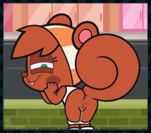 1girls accurate_art_style anonymous_artist anthro anus bent_over big_head bodily_fluids boots bottomwear brown_anus brown_body brown_ears brown_fur brown_hair brown_nose brown_tail buckteeth cheek_markings cheek_spots clothed clothed_anthro clothing clothing_aside curled_tail curvy_figure detailed_background digital_drawing_(artwork) digital_media_(artwork) disembodied_hand dripping eyelashes facial_markings female fingers footwear fur genital_fluids genital_focus genitals glass green_eyes hair hand_on_face head_markings hi_res humanoid_genitalia kerchief leaning leaning_forward long_eyelashes looking_at_viewer looking_back looking_back_at_viewer markings mitzi_(ajmarekart) multicolored_body murphy_and_mitzi official_style on_model panties panties_down partially_clothed pink_inner_ear pussy raised_leg rear_view road rodent seductive seductive_mouth shirt shoes short_hair skirt smile smiling_at_viewer solo spread_anus spreading squirrel_tail squish tail teasing teasing_viewer teeth thick_tail third-party_edit tongue tongue_out topwear tree_squirrel two_tone_body underwear underwear_down vaginal_fluids vulva wall_(structure) wet white_clothing white_panties white_shirt white_topwear white_underwear young young_female