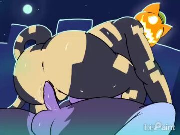 1futa 2girls animal_ears animated anthro anthro_on_anthro ass ass_focus big_breasts blue_background breasts cat_ears epic_games female female_only fortnite fortnite:_battle_royale furry furry_female futanari halloween holidays ibispaint_(artwork) longer_than_10_seconds looking_at_viewer looking_back mcdave19 penis penis_in_pussy pumpkin pumpkin_head purple_body raven_team_leader sex simple_background smile spice_(fortnite) tagme thick_thighs thighs video yuri