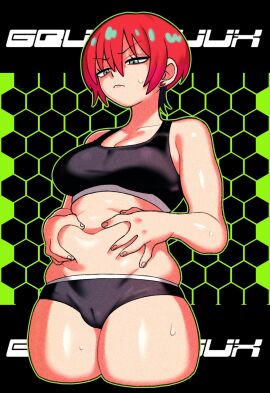 amate_yuzuriha cameltoe champchidi chubby female gundam gundam_gquuuuuux midriff pinup pussy