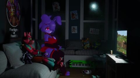 age_difference ass big_ass big_breasts bonfie bonfie_(cryptia) bonnie_(cally3d) bonnie_(fnaf) breasts clothing fazclaire's_nightclub female five_nights_at_freddy's five_nights_at_freddy's:_security_breach foxy_(fnaf) funfoxtime glamrock_foxy_(fnaf) male minecraft mojang playing_videogame rule_63 scottgames size_difference sound sound_effects tagme video video_games young younger_male
