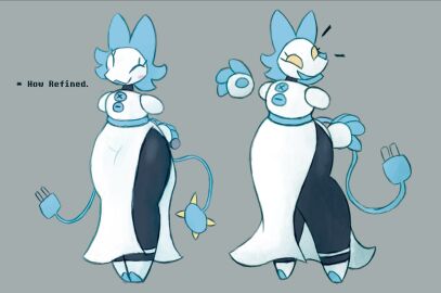 1girls 2d anthro big_breasts bowties8glasses breasts deltarune english_text female female_only humanoid robot robot_girl robot_humanoid solo tagme talking tasque_manager_(deltarune) text thick_thighs undertale undertale_(series) wide_hips