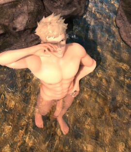 1boy 3d bara big_penis fire_emblem fire_emblem_awakening hanxulz hsfrx male male_only muscular nude outdoors owain_(fire_emblem) penis solo uncensored water yaoi