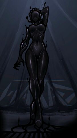 chaos_director_(fortnite) eyeless_female faceless_female female fortnite fortnite:_battle_royale goo_body goo_creature goo_girl goo_hair nude solo_female standing tagme