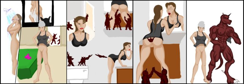 abs after_transformation anal anal_invasion anal_sex anus ass bathing bathroom bed bedroom body_invasion bottomless breast_grab breasts clothed clothing commando demon dive diving dressing female finger_fuck fingering fingering_self forced_transformation furniture genitals gesture group hand_on_breast high_five horn horned_humanoid human humanoid identity_death imp male male/female mammal masturbation mirror mirror_reflection no_underwear nude ovidius-naso ovidius_naso panties_on_floor partially_clothed penetration possession post-transformation presenting presenting_anus presenting_hindquarters presenting_pussy pussy red_body red_skin reflection self_grope shower shower_head shower_stall showering sneaking sneaky spread_anus spreading suprised_look surprise_buttsex surprised_expression target_sighted throwing_character toilet transformation vaginal_penetration