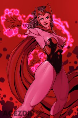 acezdib avengers bikini bikini_armor breasts brown_hair cape female large_breasts magic marvel marvel_comics mutant_(marvel) scarlet_witch wanda_maximoff wide_hips x-men