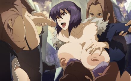1futa 3girls big_breasts big_penis blue_jacket breasts erection female futa_on_female futanari gangbang ghost_in_the_shell ghost_in_the_shell:_stand_alone_complex grabbing_another's_breast groping group_sex human intersex jacket kusanagi_motoko light-skinned_female light-skinned_futa light_skin masturbation multiple_females multiple_girls nipples nude orphen_(pink_seito) penis pinkseito standing