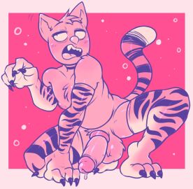 2022 3_toes 4_fingers abstract_background aipeco18 armwear balls biped black_claws bodily_fluids burgerpants chest_tuft claws clothing costume crossdressing digital_media_(artwork) domestic_cat erection feet felid feline felis femboy fingers foreskin fur genital_fluids genitals glans half-closed_eyes hi_res humanoid_genitalia humanoid_penis legwear long_tail male male_only mammal narrowed_eyes open_mouth orange_body orange_fur paws penis precum simple_background solo tail teeth tiger_costume toe_claws toes tongue tuft uncircumcised undertale undertale_(series)