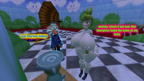 3d axol_(smg4) female garry's_mod gmod hourglass_figure kaibernation melony_(smg4) naked naked_female nude nude_female pierced_nipples piercing piercings smg4