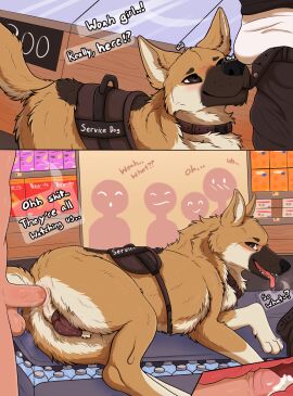 anal anal_sex anatomically_correct animal_genitalia animal_pussy ass bodily_fluids bread bulge canid canine canine_genitalia canine_pussy canis cheez-its clothing collar comic crowd cum cum_in_ass cum_inside dialogue discarded_clothing domestic_dog duo exhibitionism female feral feral_penetrated food genital_fluids genitals german_shepherd group herding_dog hi_res human human_on_feral human_penetrating human_penetrating_feral humanoid_genitalia humanoid_penis internal internal_anal interspecies looking_at_another looking_back looking_pleasured lying male male/female male_on_feral mammal mostly_offscreen_character nodding nodding_head nude on_side original_character parooty pastoral_dog penetration penis public pussy saliva saliva_string service_animal service_dog_harness sex side_view speech_bubble store talking_feral talking_to_another talking_to_partner text undressing undressing_another undressing_partner zoophilia