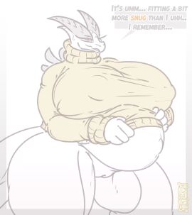 2024 absurd_res anthro belly big_belly big_breasts bottomless breasts clothed clothing dressing english_text female generation_2_pokemon genitals hi_res huge_breasts hyper hyper_breasts innie_pussy legendary_pokemon lugia maglos mature_female navel nintendo nipple_outline outie_navel overweight pokemon pokemon_(species) pregnant pussy ready_to_pop signature simple_background solo speech_bubble sweater tail text thick_thighs thigh_gap tight_clothing topwear turtle_neck_sweater wide_hips wingedwilly