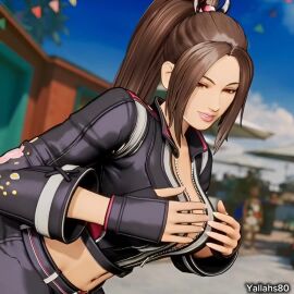 3d beach big_breasts bouncing_boobs bouncing_breasts bouncing_tits dancing fatal_fury fatal_fury:_city_of_the_wolves in_game in_game_model long_hair mai_shiranui mai_shiranui_(city_of_the_wolves) public showing_boobs showing_breasts showing_tits tagme video