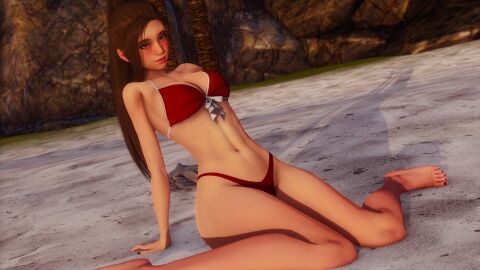 1girls 3d athletic athletic_female beach bikini blush breasts brown-haired_female brown_eyes brown_hair brunette_hair caribdis dalia_(eternum) dalia_carter eternum female female_focus hair human large_breasts light-skinned_female light_skin looking_at_viewer outdoors outside red_bikini red_bikini_bottom red_bikini_top sand sitting solo solo_female solo_focus swimsuit tagme