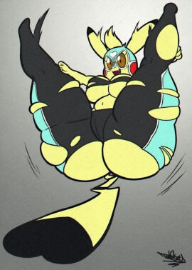 1080p 2023 2024 alpha_pokemon anthro artist_name artist_signature ass ass_cleavage ass_crack belly big_ass big_breasts big_butt black_eyelashes breasts brown_eyes butt_crack butt_slam clothed clothing cosplay_pikachu cosplay_pikachu_(costume) digital_media_(artwork) eyelashes female fur generation_1_pokemon hd hi_res huge_ass huge_butt huge_thighs legs_apart mask motion_lines navel nintendo open_mouth open_smile pikachu pikachu_libre pokemon pokemon_(species) signature solo spread_legs spreading tail tansau thick_thighs torn_clothing wrestler wrestler_uniform wrestling_mask wrestling_outfit yellow_body yellow_fur