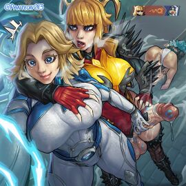 1futa 2girls after_anal after_sex after_vaginal big_breasts blonde_hair blue_eyes breasts cum cum_in_ass cum_in_pussy cum_inside fake_horns fantastic_four female female_focus fur futa_only futanari grabbing grabbing_breasts grabbing_from_behind intersex invisible_woman invisible_woman_(marvel_rivals) large_breasts large_penis lipstick lipstick_mark lipstick_on_penis luna_snow luna_snow_(cool_summer) luna_snow_(marvel_rivals) magik_(illyana_rasputin) magik_(marvel_rivals) magik_(phoenix_demon) marvel marvel_comics marvel_rivals nervous nervous_smile panteon013 penis pussy sue_storm x-men