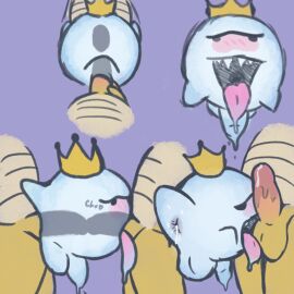 1:1 2024 anal anal_sex anthro ass balls blush bodily_fluids boo_(mario) clothing crown cum digital_media_(artwork) erection genital_fluids genitals ghost group group_sex hat headgear headwear hi_res humanoid_genitalia humanoid_penis jellybeankofi king_boo koopa koopa_troopa luigi's_mansion male male/male male_penetrated male_penetrating male_penetrating_male mario_(series) nintendo nude open_mouth oral paper_mario penetration penile penis reptile scalie sex shell simple_background smile spirit tail teeth threesome tongue tongue_out trio waddling_head