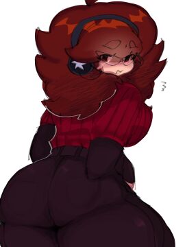 1girls auburn_hair clothed female friday_night_funkin friday_night_funkin_mod girlfriend_(friday_night_funkin) glasses huge_ass megane rerun_gf suggestive