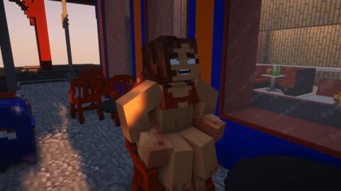 1boy 1girls bra breasts female male mayser37 minecraft oc original original_character public public_nudity sex street vproda vprodler