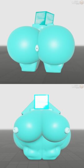 3d anus ass big_ass big_breasts block breasts cyan_body cyan_skin diamond_block female giant_breasts huge_ass huge_butt hyper miljkfarts minecraft roblox roblox_studio what