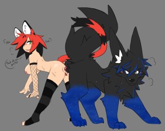 after_sex after_vaginal animal_humanoid armwear ass ass_to_ass bargglesnatch-x1 blush bodily_fluids breasts canid canine canis cat_humanoid clothing cum cum_inside digital_media_(artwork) duo english_text felid felid_humanoid feline feline_humanoid female female_on_feral female_penetrated feral feral_penetrating feral_penetrating_humanoid fishnet fishnet_armwear from_behind_position fur genital_fluids genitals hair hi_res human human_on_feral humanoid humanoid_on_feral humanoid_penetrated interspecies jackal knot knot_inside knotting legwear mae_(bargglesnatch-x1) male male/female male_penetrating male_penetrating_female mammal mammal_humanoid nipple_piercing nipples penetration penis piercing pubes pussy serval serval_humanoid sex simple_background stockings tail text thigh_highs vaginal_penetration zoophilia