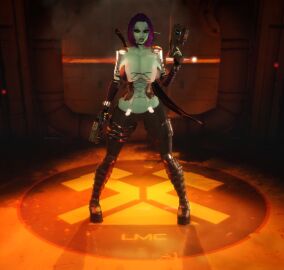 1girls 3d 3d_(artwork) ass big_ass big_breasts big_hips big_thighs black_choker blue_skin breasts choker cleavage clothed clothed_female corset curvy curvy_female curvy_figure female female_only fingerless_gloves gigantic_ass gigantic_breasts gloves gun heterochromia hips holding_gun holding_object holding_weapon hourglass_figure huge_ass huge_breasts large_ass large_breasts large_thighs long_ears long_pointy_ears pointy_ears purple_hair slim_waist small_waist solo solo_female soria thick_thighs thighs thin_waist top_heavy top_heavy_breasts vaako wasp_waist weapon wide_hips