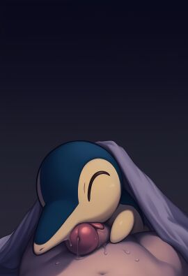 absurd_res ai_generated bedroom belly blowjob blowjob_only blowjob_pov cyndaquil drool drool_on_face drooling highres jonnyjonn licking licking_penis pokemon pokemon_(species) pokemon_hgss pokemon_on_male pokephilia pov precum precum_drip precum_string sheets stomach tongue tongue_out