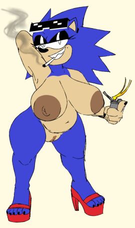 beauty_mark big_areola big_boobs black_nails blue_fur breasts cigarette cigarette_in_mouth donnitro72 eye_shadow eyelashes female flat_colors high_heel_sandals high_heels jagged_teeth lighter limited_palette no_background no_humans no_shading non-human non-human_only pussy rule_63 sharp_nails sharp_teeth smoke sonic_(series) sonic_the_hedgehog sonic_the_hedgehog_(series) sonique_the_hedgehog sunglasses sunglasses_on_forehead sunglasses_on_head tagme thick_legs vagina venus_body wide_hips