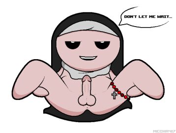 1boy 2015 anus artist_name bald balls bedroom_eyes black_eyes dialogue english_dialogue english_text erect_penis erection habit horny isaac_(the_binding_of_isaac) jewelry light_skin looking_at_viewer male mecha417 necklace nude nun's_habit open_mouth open_smile penis practically_nude presenting presenting_anus presenting_penis raised_legs rosary seducing seducing_viewer seductive seductive_look simple_background smile solo speech_bubble spread_legs talking_to_viewer text the_binding_of_isaac toony toony_face white_background