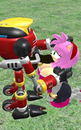1girls 1robot 3d amy_rose amy_the_bat ass big_breasts blowjob bodysuit breasts bubble_ass bubble_butt busty e-102_gamma female neckline omega_warrior rouge_the_bat_(cosplay) sega sonic_(series) sonic_adventure sonic_the_hedgehog_(series) spandex_suit thick_thighs