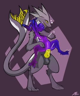 4_ears absurd_res animal_genitalia animal_penis anthro avali avian big_penis clenching closed_eyes duo equine_genitalia equine_penis female flat_chested genitals grey_body heart_symbol hi_res holding_throat huge_cock larger_male lifting_partner lodi_(artist) long_tail looking_at_another looking_at_partner male male/female monster multi_ear nude penetration penis purple_body pussy semi-anthro size_difference smaller_female stomach_bulge tail tail_mouth teeth unknown_species unusual_anatomy unusual_tail vaginal_penetration winged_arms wings