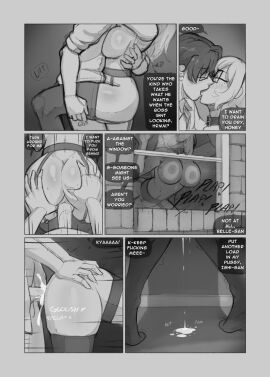 absurdres against_glass breast_press breasts breasts_on_glass cum cum_in_pussy cumdrip doggy_style evil_trevo eyelashes female highres kissing lipstick original pussy tagme trevobutevil