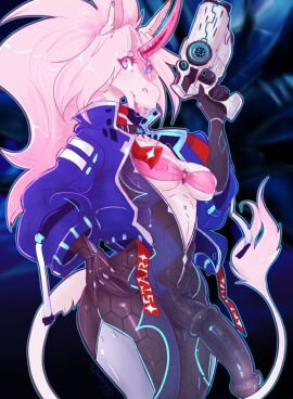 2024 animal_genitalia animal_penis anthro areola balls balls_outline barbell_piercing biped black_clothing blue_clothing blue_eyes bra breasts bulge chest_tuft clothed clothing collar condom_suit detailed_bulge ear_piercing equid equine equine_genitalia equine_penis eyebrow_through_hair eyebrows eyelashes flared_penis flight_suit fur futanari genital_outline genitals gun hair half-erect heterochromia hi_res holding_object holding_weapon horn intersex latex mammal medial_ring medium_breasts mythological_creature mythological_equine mythology nipple_piercing nipples partially_clothed penis penis_outline piercing pink_areola pink_bra pink_clothing pink_eyes pink_hair pink_horn pink_inner_ear pink_nipples pink_underwear ranged_weapon snout solo starflower_(xilrayne) tail tail_tuft tongue tongue_out tongue_piercing trans_woman transfem translucent translucent_clothing translucent_hair translucent_topwear tuft underwear unicorn weapon white_body white_fur xilrayne