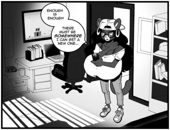 big_breasts breasts breasts_bigger_than_head caricature comic comic_page comic_panel dark-skinned_female dark_skin female glasses himiwako huge_breasts inconvenient_breasts macromastia massive_breasts necklace nose_piercing nose_ring speech_bubble text