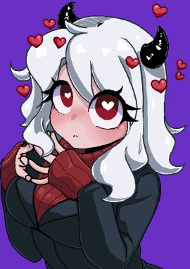 1girls animated artist_request big_breasts black_horns blush boop breasts breasts_out commission costume cute cute_face demon demon_girl demon_horns dripping fanart female female_focus female_only fluffy_hair focus gift_art girly happy_female heart heart-shaped_pupils heart_eyes hearts_around_head helltaker horn horny_female modeus_(helltaker) nipples nipples_outside open_mouth pink_nipples pixel_(artwork) pixel_animation pixel_art purple_background red_eyes short_hair short_horn smile suit sweaty_breasts tits_out translation_request vertical_video white_hair white_pupils
