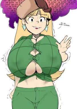 1girls artist_name big_breasts breasts clothing female gravity_falls inconvenient_breasts pacifica_northwest