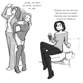 1boy 1girls 2d black_and_white boot_fetish boots celera_prime covered_in_cum cum_on_boots dominant_female dominatrix english english_text feeding female femdom femdom_caption foot_fetish footwear grapes high_heel_boots high_heels incest knee_boots male milf mimi_(celera_prime) mommy mommy_kink monochrome mother_and_son multiple_females multiple_girls older_female original original_character original_characters shoe_fetish shoes short-haired_female short_hair submissive_male sweater thigh_boots thighhigh_boots thighhighs thighs tight_clothes tight_clothing tight_fit tight_pants