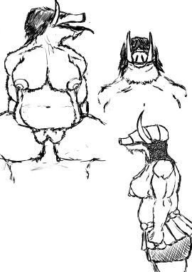 absurd_res anthro armor chainmail cowgirl_position duo female from_front_position fur hi_res human male male/female mammal menouto on_bottom on_top sex slightly_chubby snout suid suina sus_(pig) teratophilia tusks wild_boar