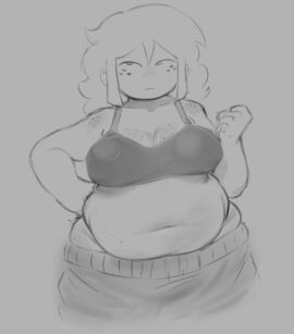 1girls black_bra chubby chubby_female female female_focus female_only freckles freckles_on_face looking_at_viewer luna_(spinarooz) pants_sag sagging_pants solo solo_female solo_focus spinarooz tagme