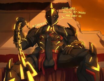 2024 5_fingers acekhoexo alternate_version_available ares_(fortnite) armor balls bed before_sex belt big_penis black_armor black_balls black_glans black_penis bodily_fluids chain_leash chained_wrists chains cloud clouds command deity digital_drawing_(artwork) digital_media_(artwork) dominant dominant_humanoid dominant_male epic_games expecting exposed exposed_penis fortnite genital_fluids genitals glans gold_(metal) greek_mythology helmet holding holding_object humanoid humanoid_genitalia humanoid_penis leash leashed_pov loincloth looking_at_viewer looking_down looking_down_at_viewer low-angle_view male male_focus male_only orange_sky penis pet petplay precum precum_drip precum_dripping red_bed_sheet red_belt red_clothing red_loincloth ruins satchel signature simple_background sitting sky solo talking_to_viewer text text_bubble viewer_on_leash viewer_perspective viewer_pov wall yellow_eyes