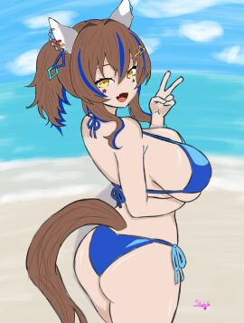 ass beach big_breasts bikini breasts daitaku_helios_(umamusume) female umamusume